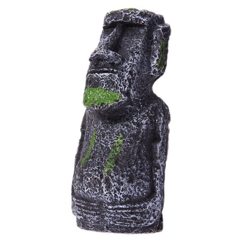 Free Shipping Aquarium Ornamental Fish Tank Landscape Crawler Easter Island Statues Resin Landscape Fish Tank Resin Decoration