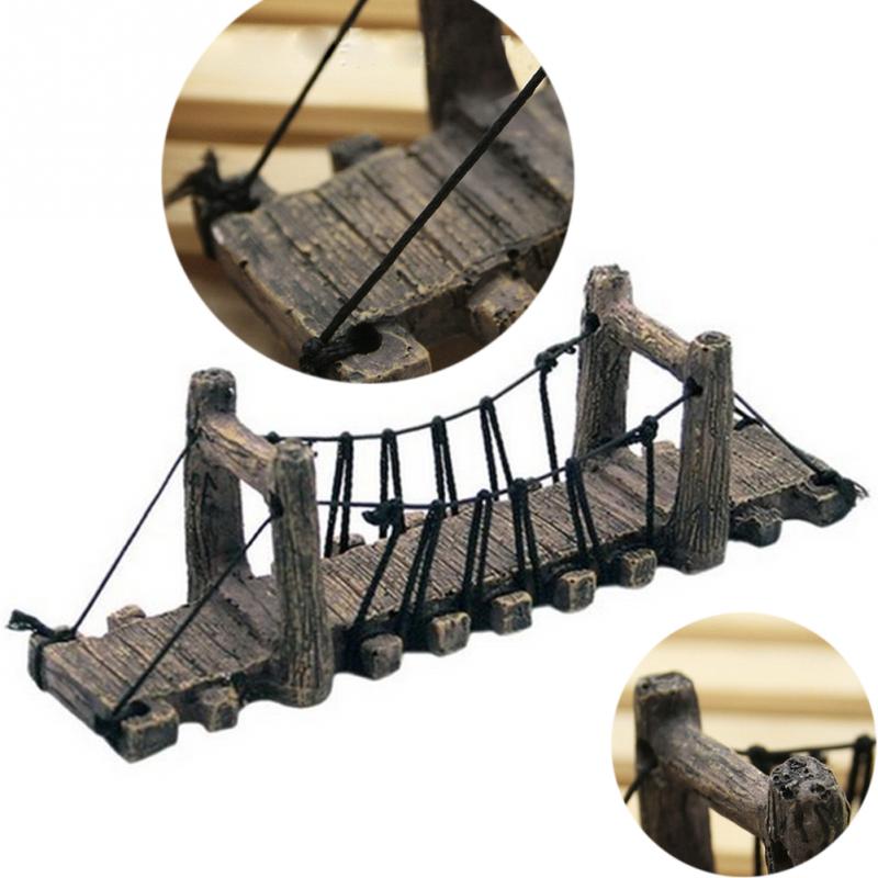 Fish Tank Scenery Decoration Hanging Bridge Garden Landscape Landscaping Decoration Aquarium Fish Shrimp Resin Bridge Turtle Climbing Platform Rope Bridge