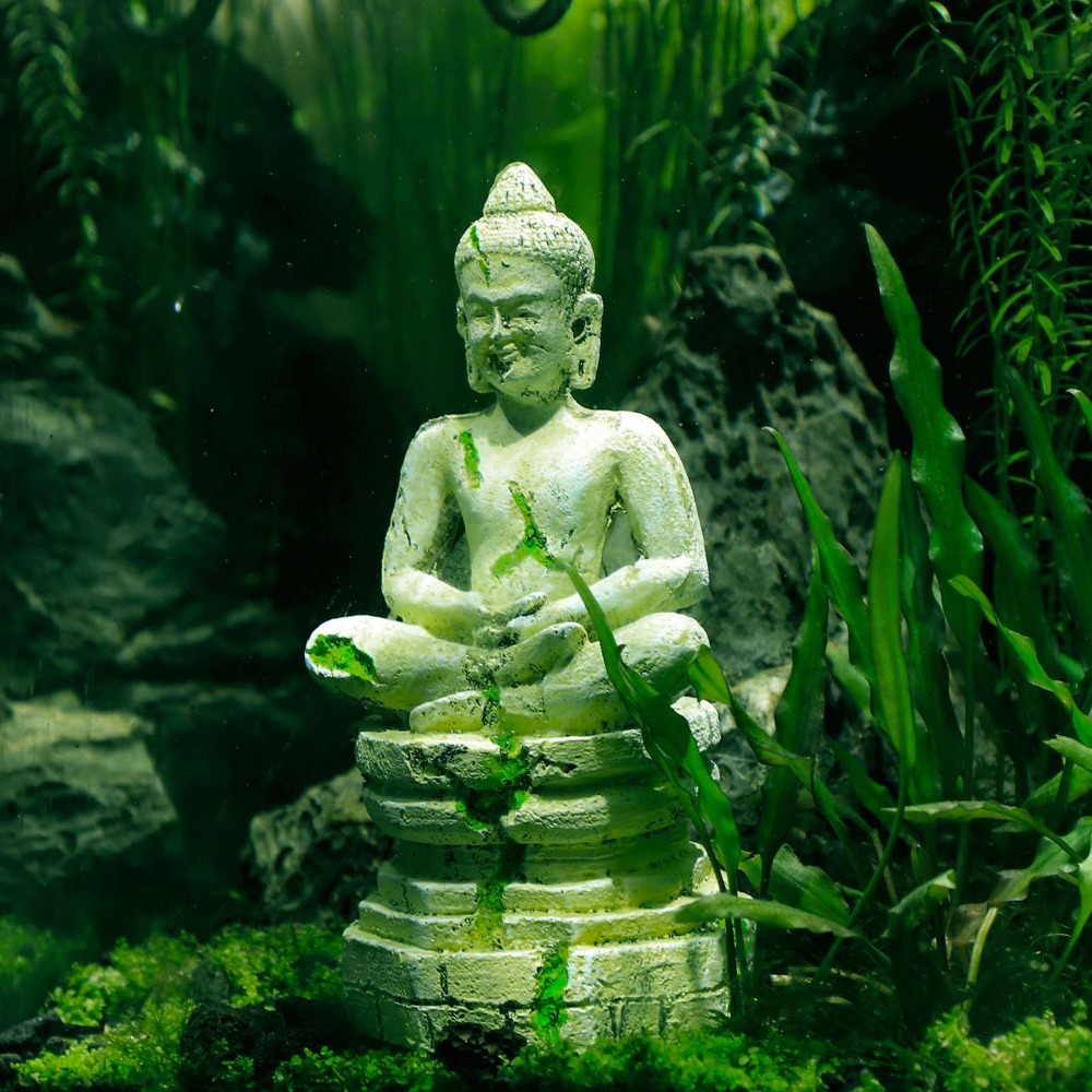 Free Shipping Fish Tank Landscaping Package 304050cm Cylinder Simulation Landscaping Aquarium Decorative Package Buddha Statue