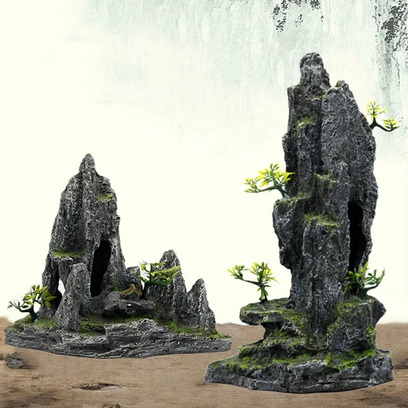 Fish Tank Scenery Decoration Resin Rockery Aquarium Simulation Rockery Stone Ecological Landscape Package Set Ornaments Combination