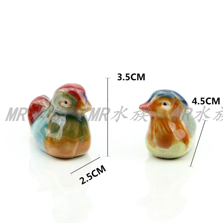 Handmade Ceramic Small Mandarin Duck Fish Tank Landscape Aquarium Rockery Landscaping Decoration Craft Supporting Ornaments a Pair