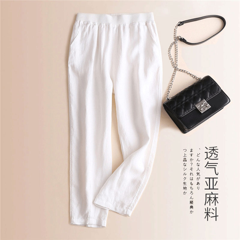 2018 nouveau été en coton neuf points de pantalon femmes pantalon de lin blanc, matériau grands jardins lâche mince lin pur casual pantalons longs 2018 nouveau été en coton neuf points de pantalon femmes pantalon de lin blanc, matériau grands jardins lâche mince lin pur casual pantalons longs