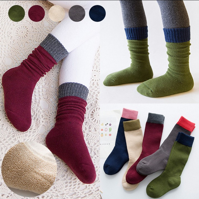 兒童襪子秋鼕純棉1-3-5-7-9歲寶寶男女童加厚加絨保暖長筒堆堆襪