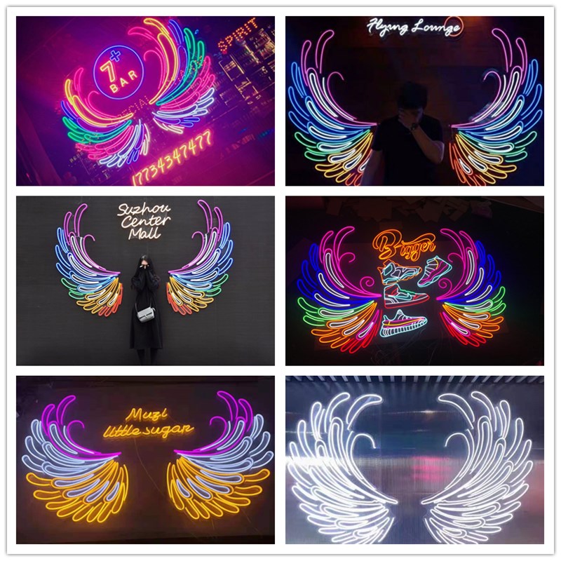 Bar Barbecue Shop Luminous Angel Wings Neon Light Customized Advertising Word Door Signboard Modeling Light with Net Red