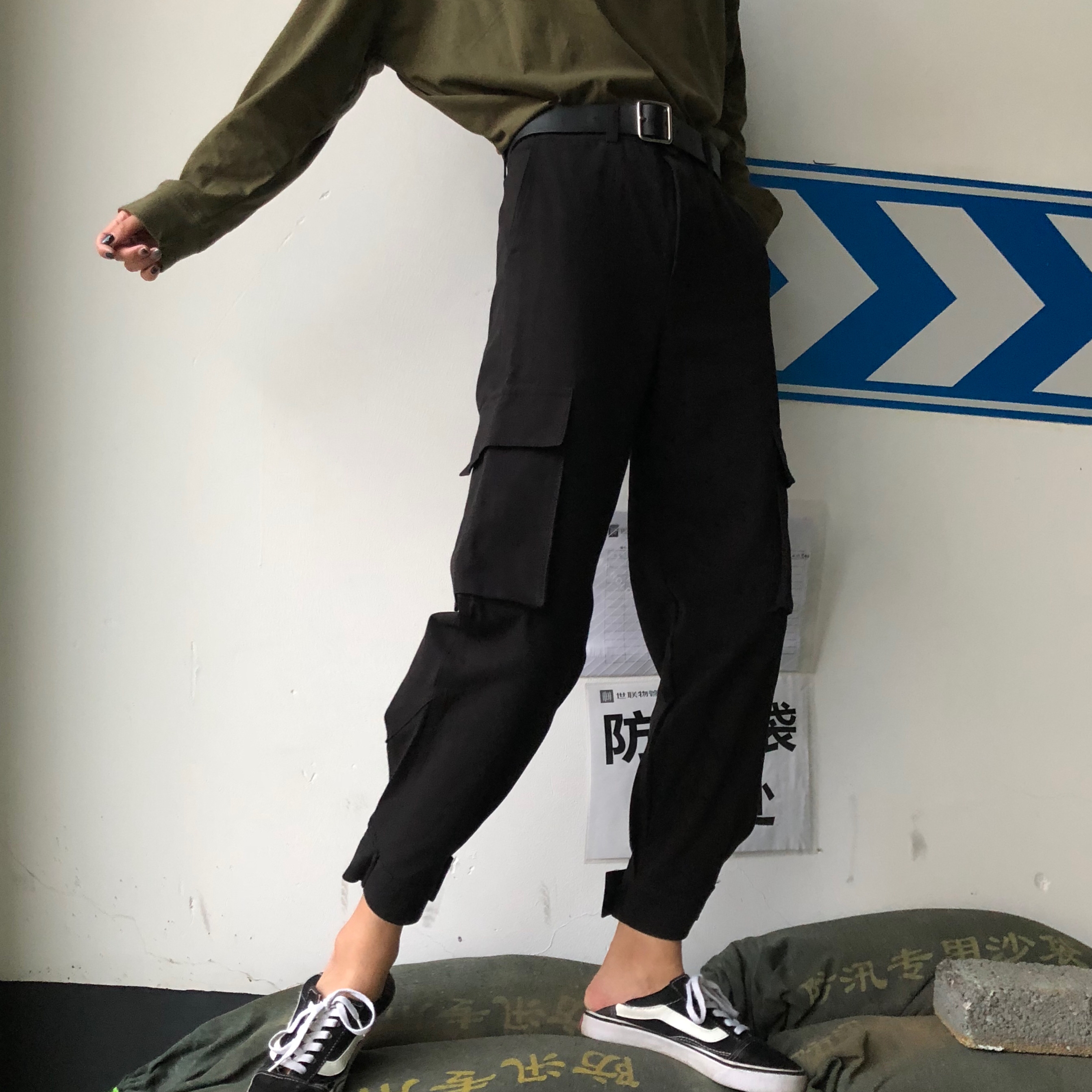 le printemps et l'automne version coréenne de la code de la graisse mm cargo pantalon femmes bf taille haute, les étudiants lâche était mince faisceau pieds hip-jambe large pantalon casual le printemps et l'automne version coréenne de la code de la graisse mm cargo pantalon femmes bf taille haute, les étudiants lâche était mince faisceau pieds hip-jambe large pantalon casual