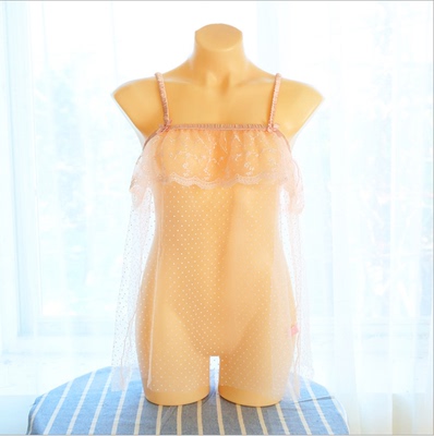 贰一仨 日系软妹波点网纱吊带睡衣 透明粉色性感睡裙套装-淘宝网 贰一仨 日系软妹波点网纱吊带睡衣 透明粉色性感睡裙套装-淘宝网