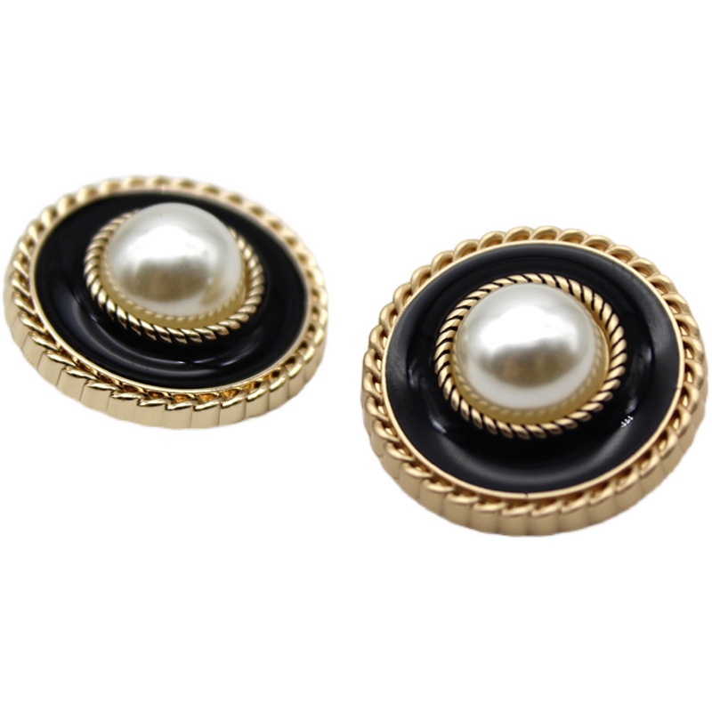 Xiaoxianger Metal Pearl Button Retro Socialite Tweed Coat Button Woolen Coat Alloy Buttons