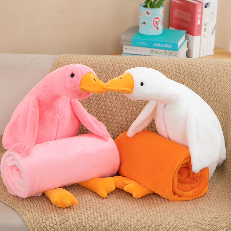 Cute Big White Geese Pillow Airable Cover Dual-Use Office Nap Pillow Car Bed Pillow Cushion Two-in-One