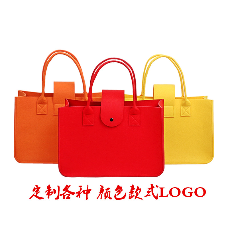 New Women's Felt Handbag Gift Shopping Bag Red Felt Bag Advertising Handbag with Printed Logo