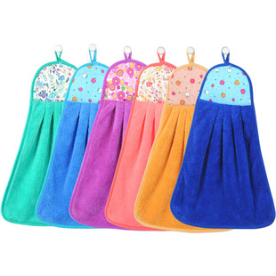 3条装6条装珊瑚绒擦手巾挂式 厨房卫生间擦手抹布儿童小毛巾手帕