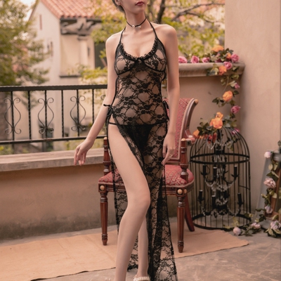 睡裙女冬性感睡衣透明露毛骚全透视旗袍蕾丝内衣超薄衣服紧身激情-淘宝网