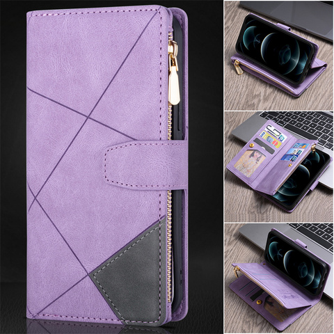 Purple — Two Tone Wallets Folio Flip Magnetic Synthetic Leather Card Holder Folding Stand S23, S23 Plus, S23 Ultra, S22, S22