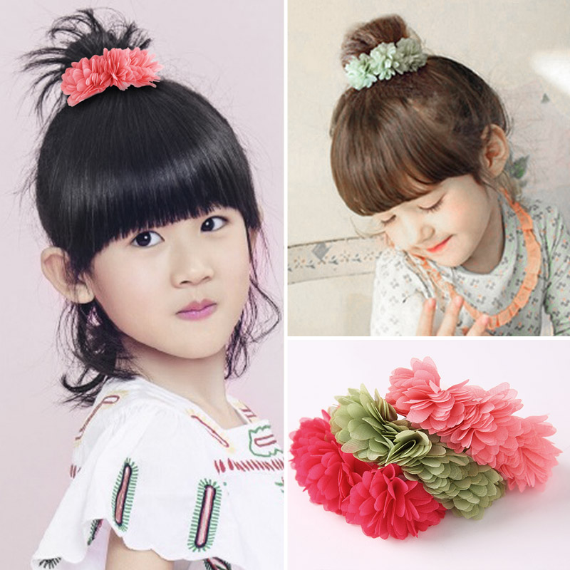 韓版兒童頭飾花朵發圈女童小女孩發卡發飾頭花頭繩皮筋丸子頭飾品