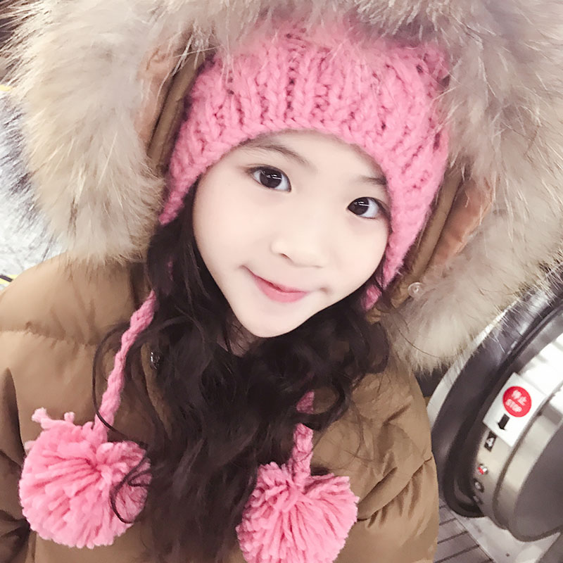秋鼕韓版保暖兒童女童套頭帽加絨加厚針織帽大童保暖親子毛線帽子