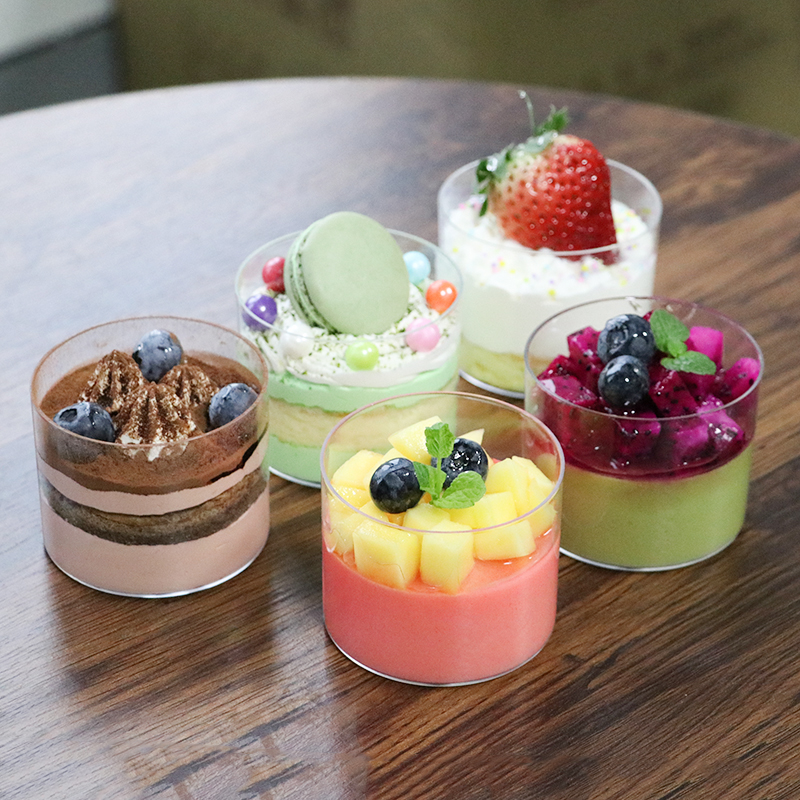 200ml round Mousse Cup Pudding Cup Cake Dessert Cup Disposable Hard Plastic Cup Transparent round Cup Creative