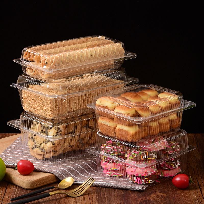 Disposable Non-Hole Fruit Pastry Box Packaging Transparent Plastic Food Roast Duck Strawberry Walnut Sweet Cake Box with Lid