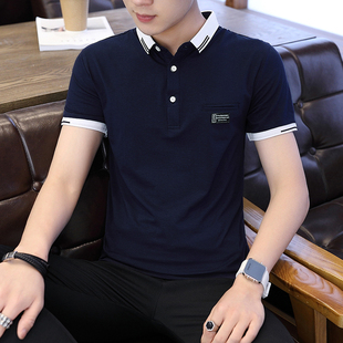 男士短袖T恤夏季韩版修身上衣服青年潮翻领POLO衫流行男衣