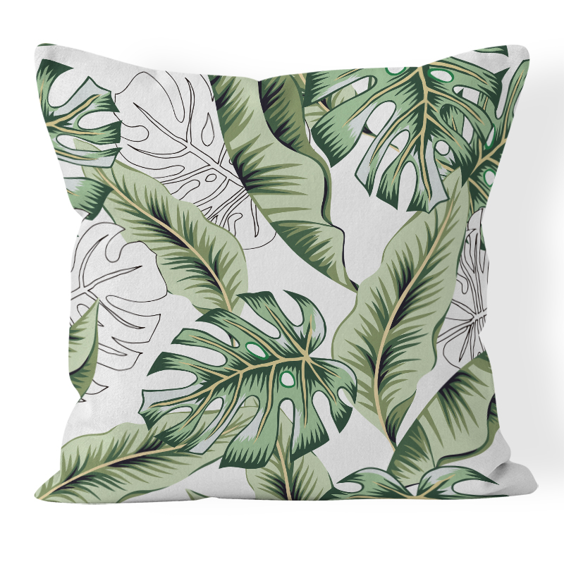 Nordic Light Green Refreshing Plant Geometric Pillow Car and Sofa Bedroom Ornament Pillow Short Plush Printed Cushion