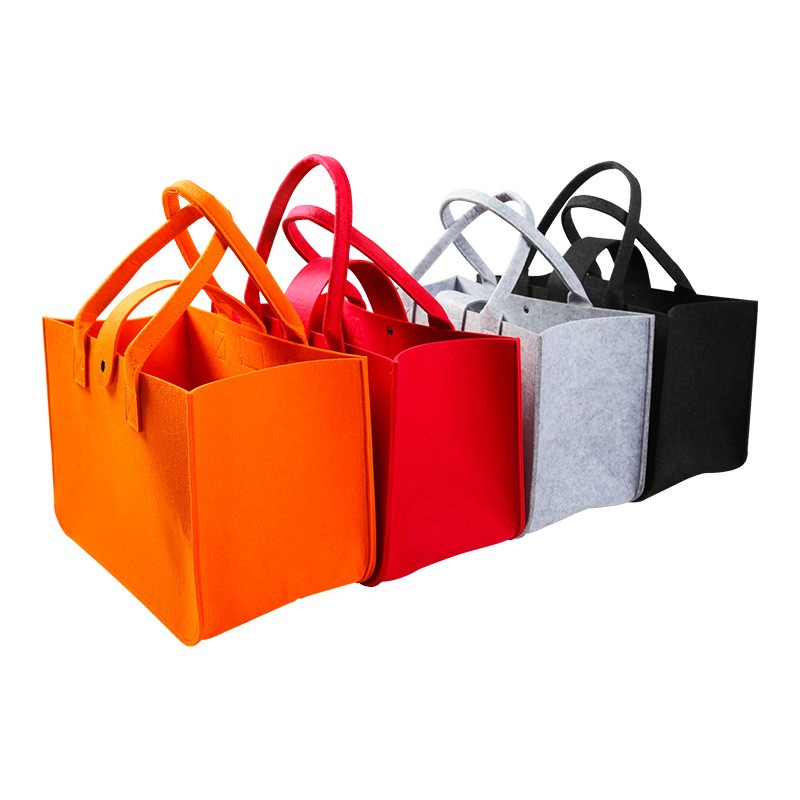 Factory Direct Sales Felt Handbag Women's Buggy Bag Thickened Solid Color Gift Eco-friendly Shopping Bags Custom Logo