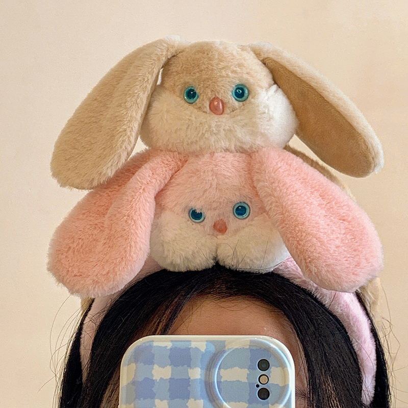 Cute Rabbit Ears Hair Hoop Plush Lop Eared Rabbit Headband Girl Face Wash Hair Accessories Sweet Doll Head Accessories Hair Band