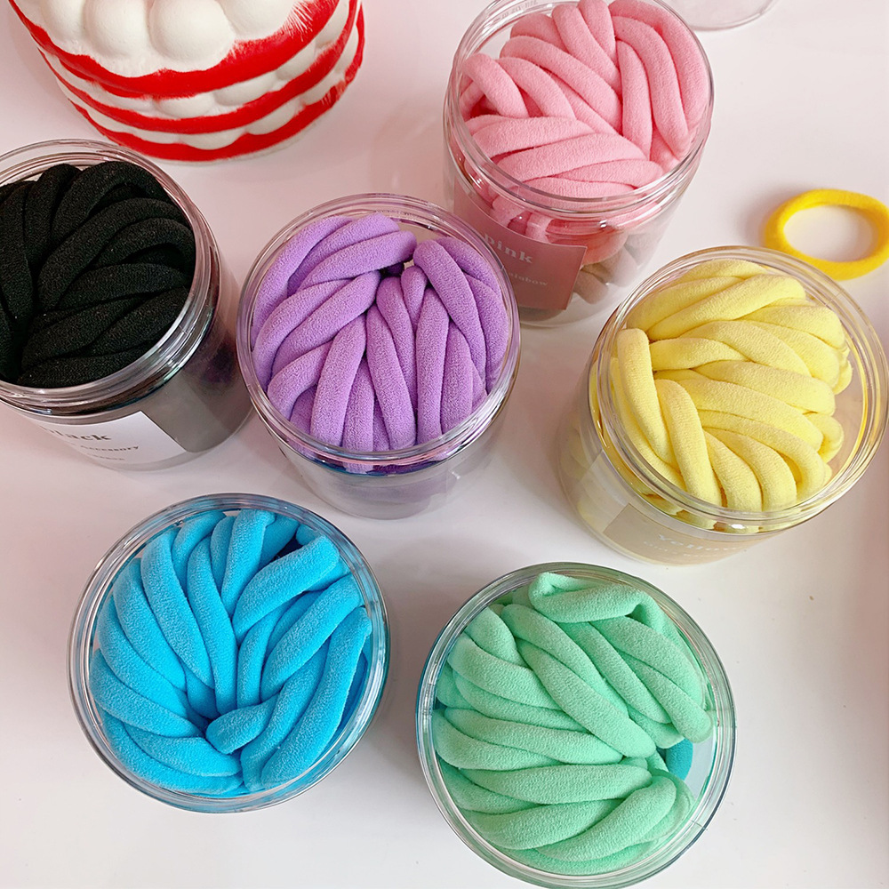 Barrel Korean Style Ins Style Simple Seamless Hair Rope Color Hair Band High Elastic Head Rope Candy Color Rubber Band