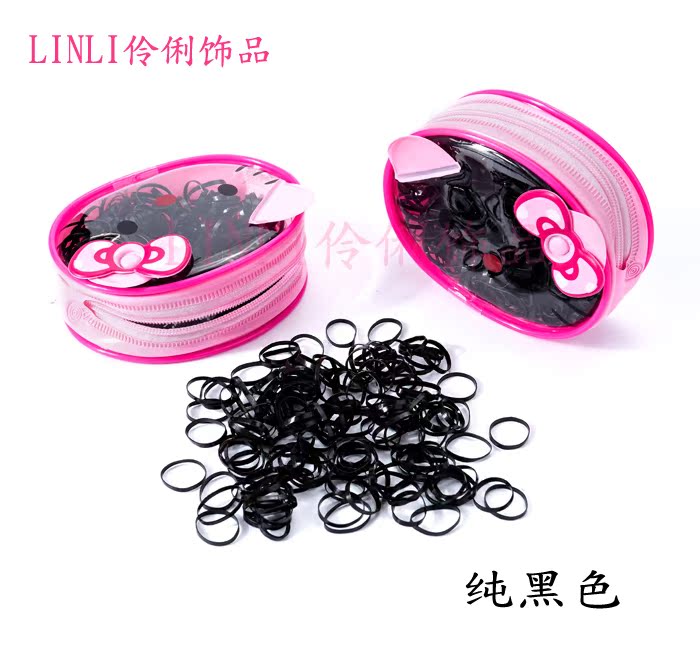 Korean Hair Accessories Disposable Rubber Band Headband Female Children's Hair Band Does Not Hurt Hair Black Color High Elasticity Not Easy to Break