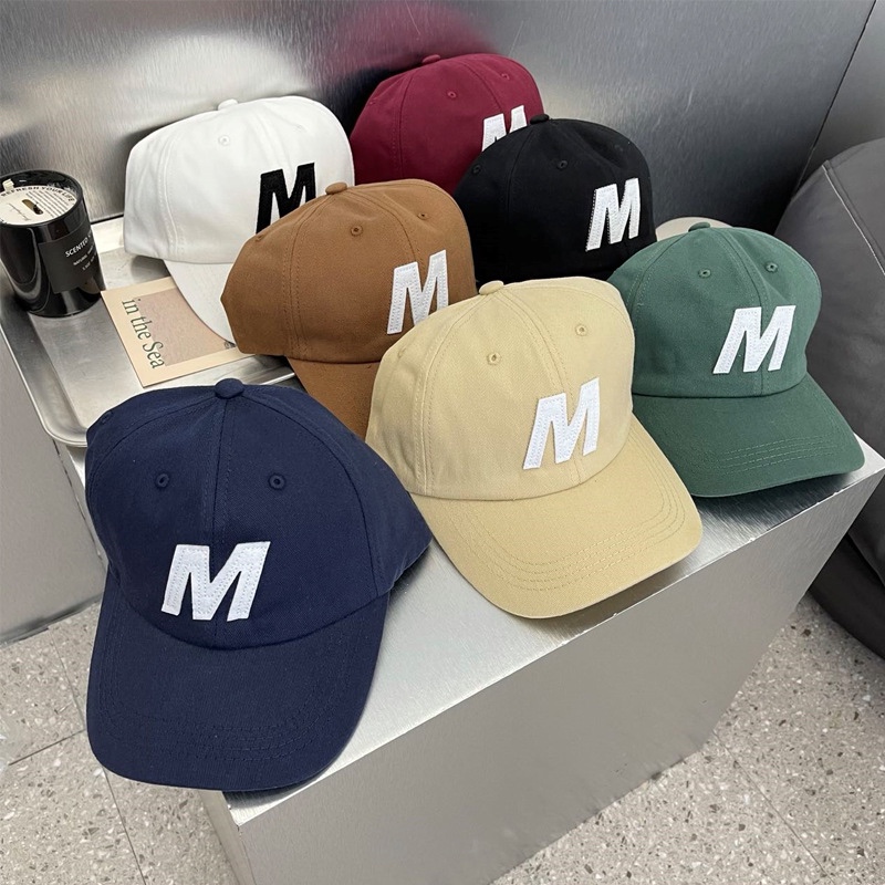 Korean Ins Internet Hot Fashion Brand M Letter Peaked Cap Men and Women Street Fashion All-Match Soft Top Baseball Cap Sunshade