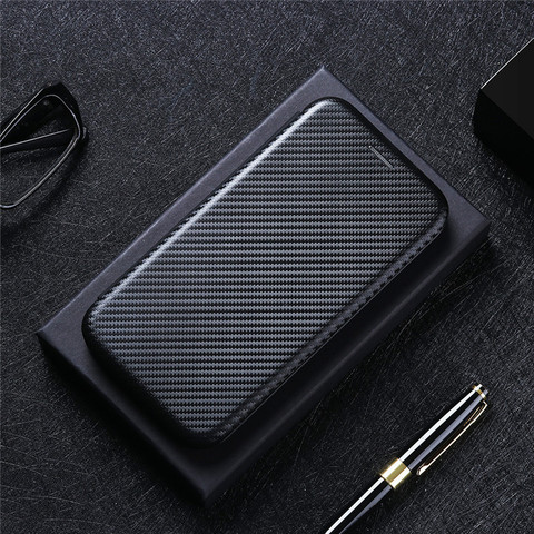 Black — Zenfone 9 Zenfone 9 Carbon Fiber Wallets Folio Flip Synthetic Leather Phone Case