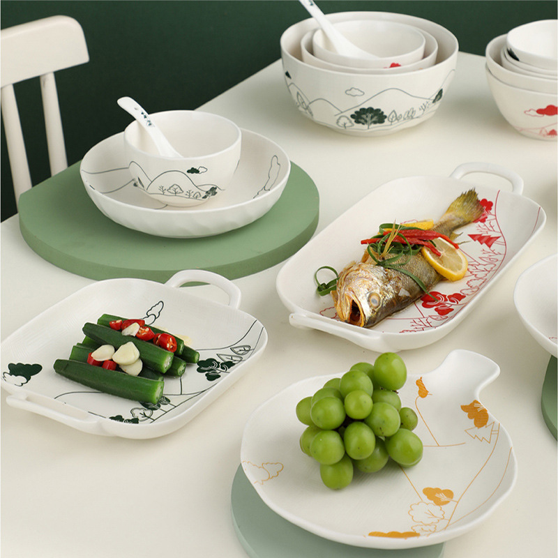 age of innocence household simple single dish rice bowl chinese tableware underglaze color bowl and dish