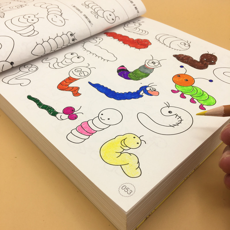 小小孩填色書書0-啟蒙圖書籍色鉛筆零基礎女童兒童畫模板書4教程