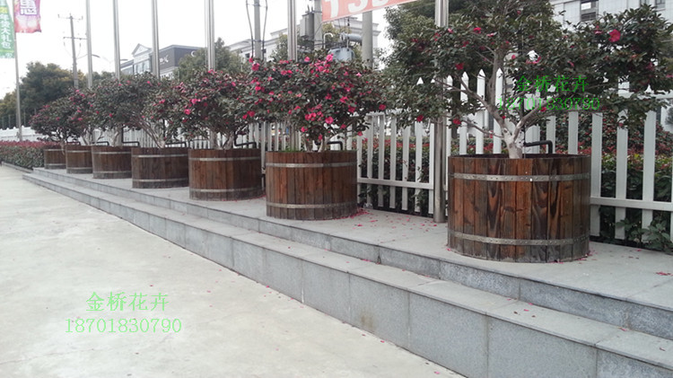 户外景观学校定制公园广场花箱防腐木花盆实木花架商业街道路花槽