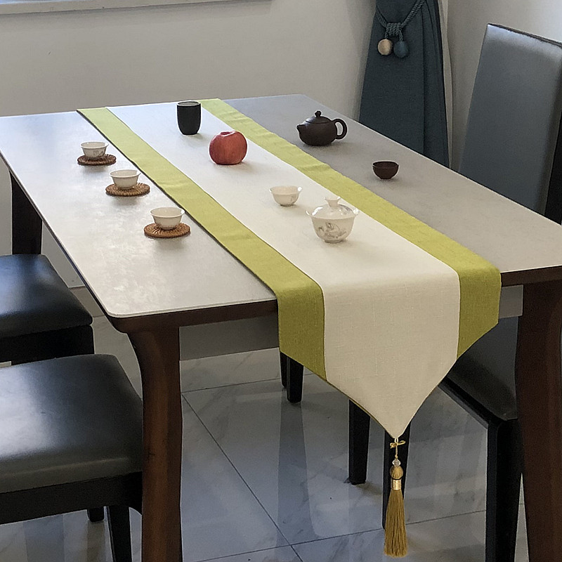 Cotton and Linen New Chinese Style Simple Zen Table Runner Coffee Table Placemat Seats Japanese Tea Flags Light Luxury Strip Retro Heat Insulation