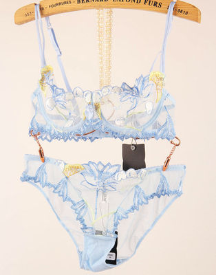 欧美刺绣网纱超薄款全透明性感诱惑镂空无海绵内衣文胸套装胸罩冬-淘宝网