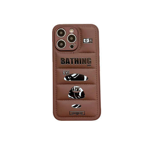 Brown — Bathing Ape Puffy Puffer Down Jacket 15, 14, 13, 12, 11 iPhone Case