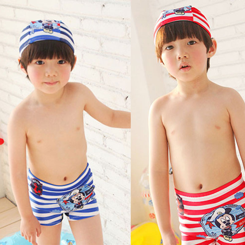 正品兒童泳褲平角男童卡通泳衣帶泳帽寶寶嬰幼兒遊泳褲促銷