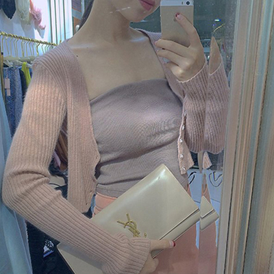 2017春夏新款原创 兔绒针织衫开衫 时尚修身性感短款小外套薄女-淘宝网