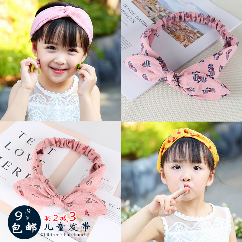 韓國韓版兒童發帶頭飾 嬰兒寶寶發飾布藝女童發箍兔耳朵飾品頭花