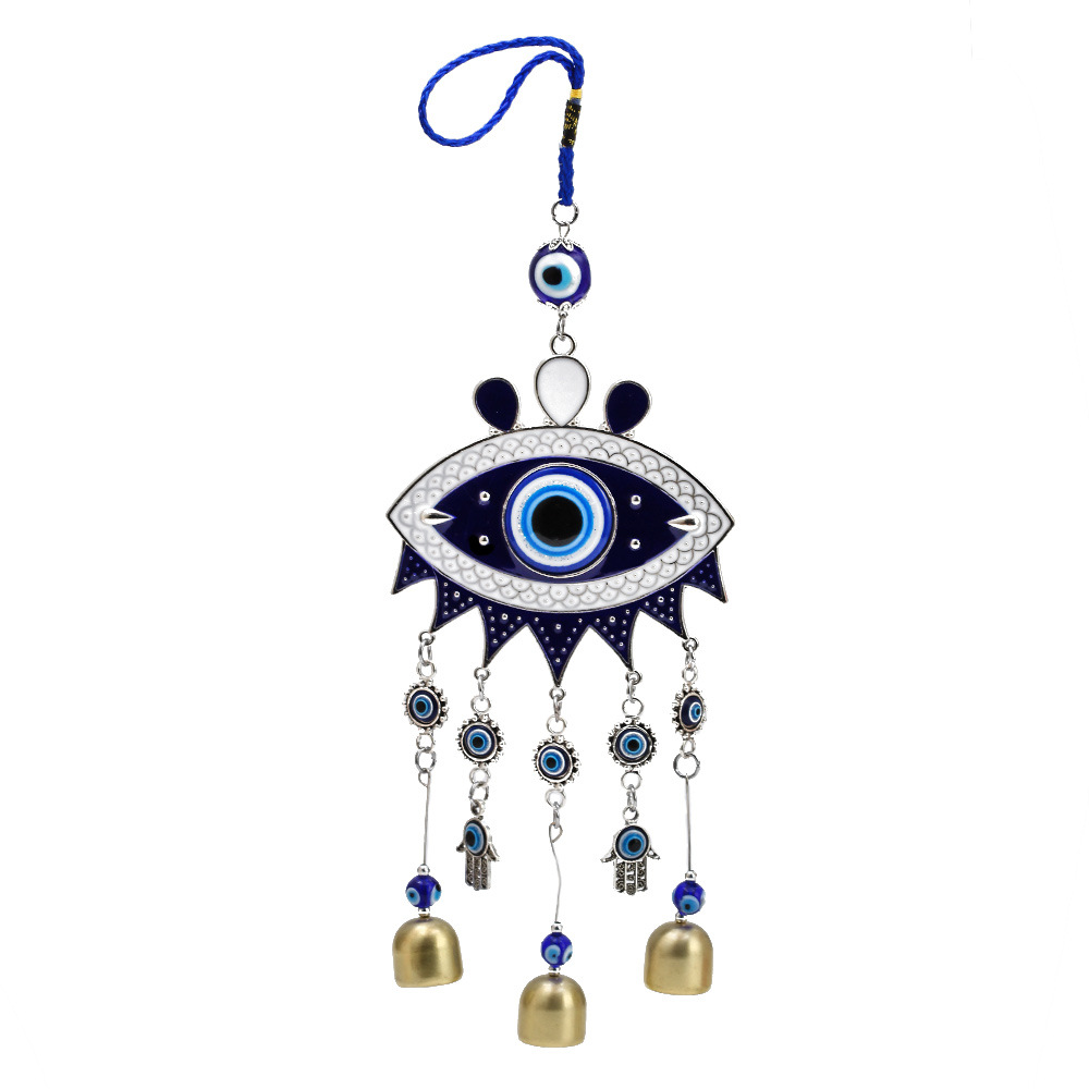 Foreign Trade Export Turkey Blue Eyes Colorful Palm Fatima Wind Chimes Blue Eye Bell Hanging Ornaments Wall Decoration