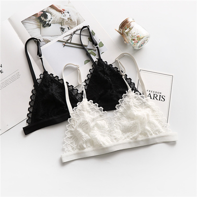 2件装 少女蕾丝性感内衣无钢圈平胸小胸三角杯超薄款文胸法式胸罩-淘宝网