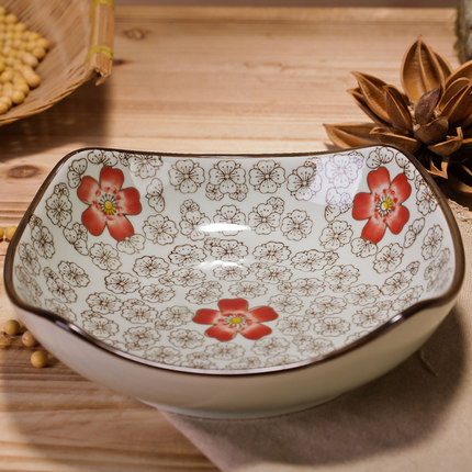 japanese-style underglaze hand-painted plate ceramic soup plate deep plate retro korean tableware fruit plate