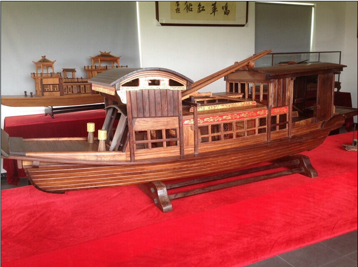 南湖船模型诞生地嘉兴红船模手工艺木船可定做大尺寸船