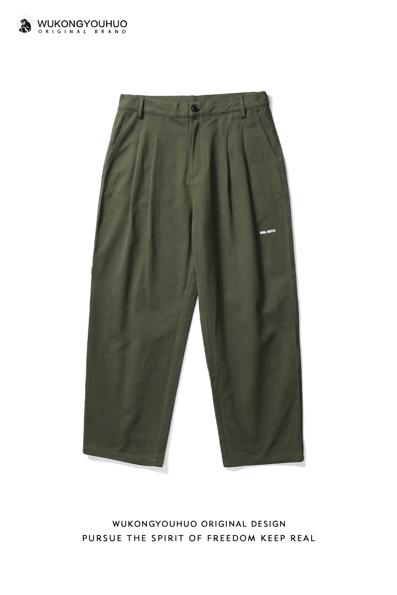 Wukong has stock Japanese Ami khaki overalls men's trendy brand loose printed straight drape wide-leg casual trousers