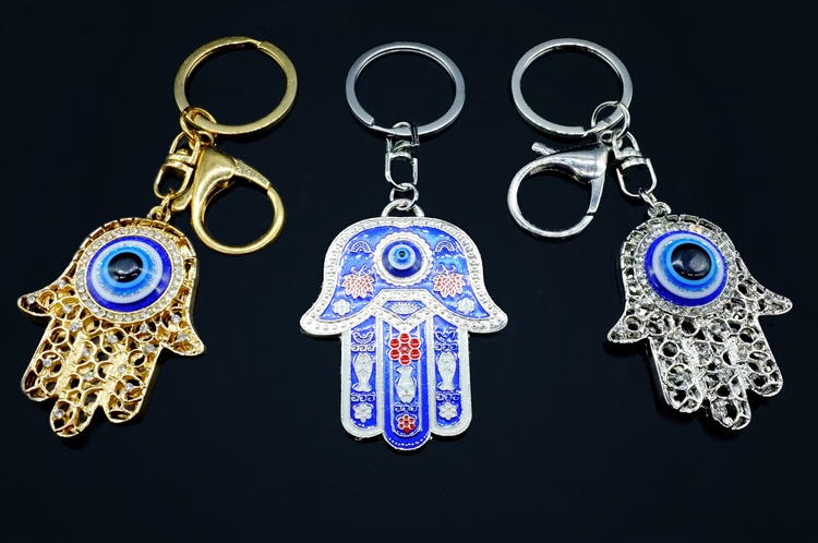 (Moonlight Market) Turkish Original Single Fatima Hand Tassel Key Ring Car Ornaments Middle East Blue Eyes Memorial