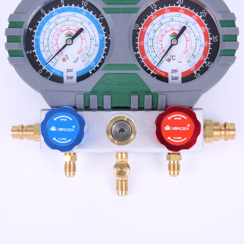 hongsen refrigerant liquid adding dual meter set air conditioner fluorine adding tool / snow refrigerant meter / automobile air conditioner fluorine adding meter