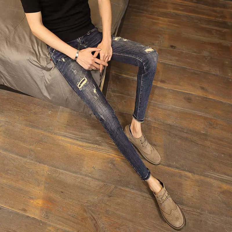 2019 la chute ripped jeans stretch hommes coréenne de l'édition slim petits pieds pantalons tendances de la jeunesse jambe maigre pantalons hommes 2019 la chute ripped jeans stretch hommes coréenne de l'édition slim petits pieds pantalons tendances de la jeunesse jambe maigre pantalons hommes