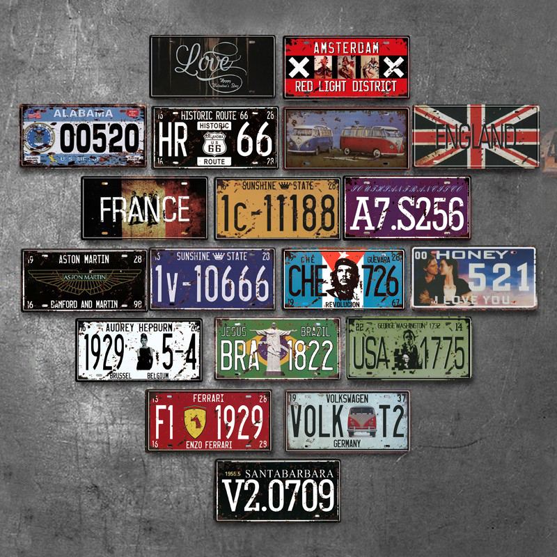 american retro license plate iron skin painting industrial style wall decoration bbq hot pot rice barber shop bar wall pendant