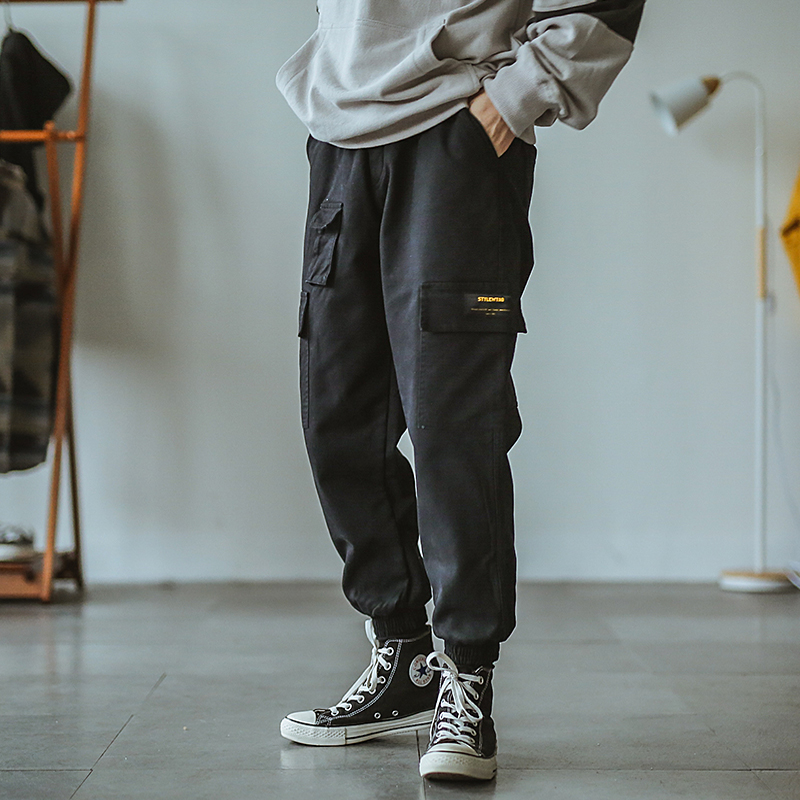 Hey Ma seven original Japanese retro spring and autumn men's small feet tooling loose multi-pocket casual pants tide beam couple