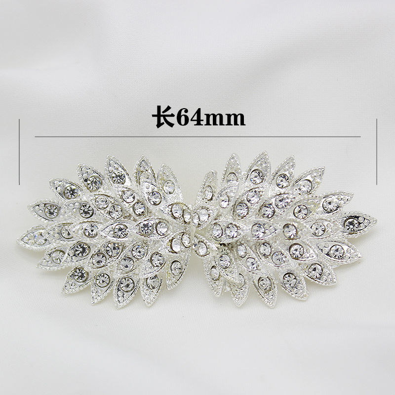 Fur Coat Buttons Rhinestone Drill Buckle Decoration a Pair of Buckles All-Match Women's Fur Metal Duck Mouth Buckle Snap Fastener Cheongsam Button