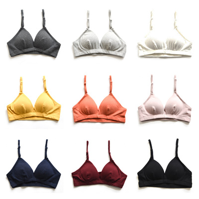 内衣女薄款无钢圈小胸平胸夏季少女文胸纯棉法式三角杯胸罩不空杯-淘宝网