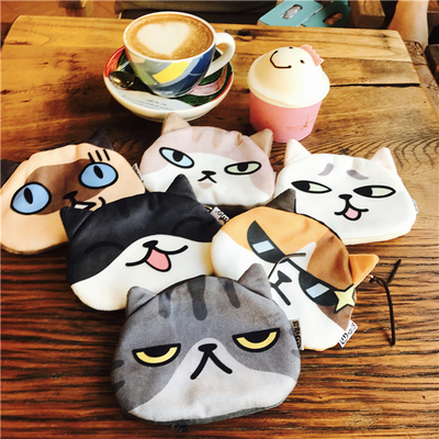韩国可爱卡通日系猫咪印花软妹原宿迷你女生小包收纳包硬币零钱包